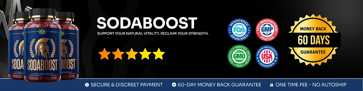 SodaBoost 60-day money-back guarantee and quality badges